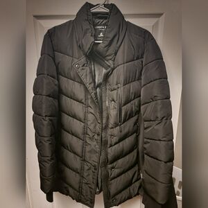 London Fog Black Quilted Puffer Jacket with High Collar